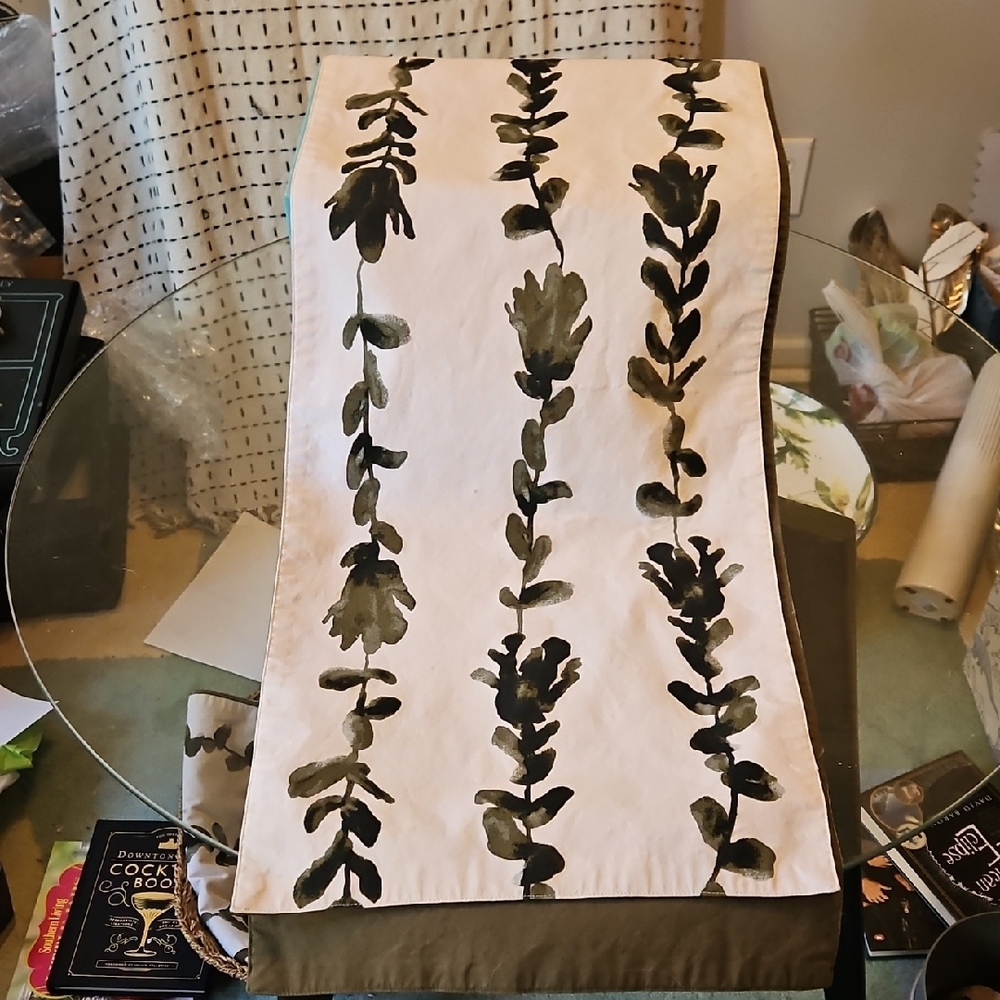 Project 62 Rectangle Table Runner 72" x 14" Green Bud Stalk 100% Cotton